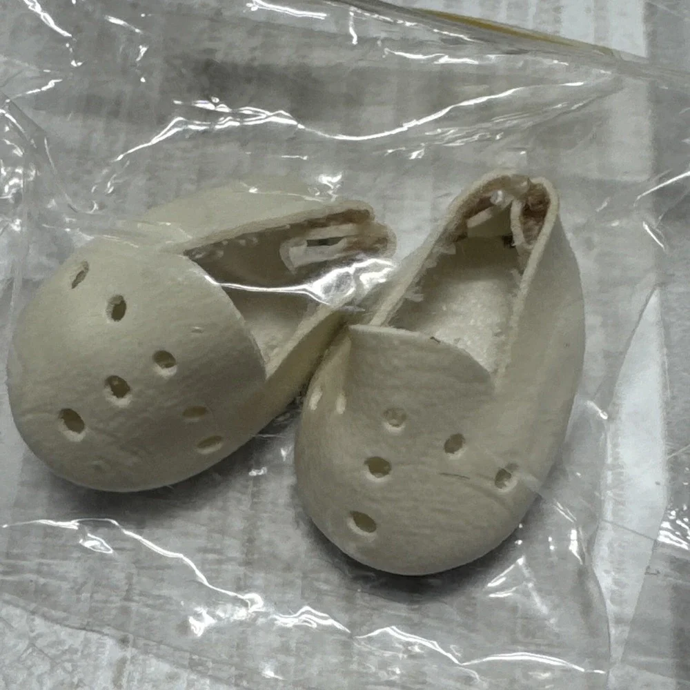 Vintage lot of 3 Doll Shoes Tallina's white with tie and healed brown boots